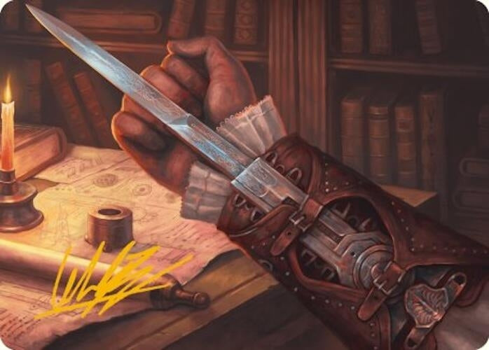Image for Hidden Blade Art Card (Gold-Stamped Signature) (Art Series: Universes Beyond: Assassin's Creed) (9) - Magic: The Gathering