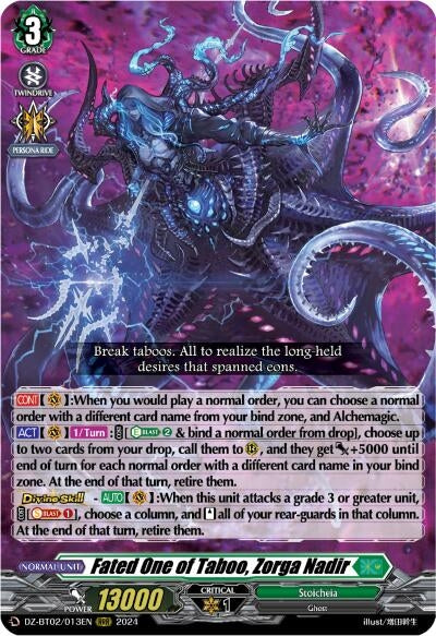 Image for Fated One of Taboo, Zorga Nadir (DZ-BT02: Illusionless Strife) (DZ-BT02/013EN) - Cardfight Vanguard