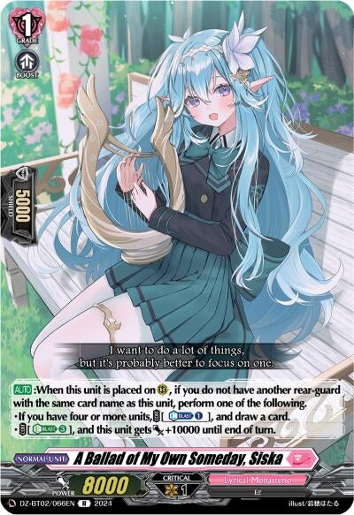 Image for A Ballad of My Own Someday, Siska (DZ-BT02: Illusionless Strife) (DZ-BT02/066EN) - Cardfight Vanguard