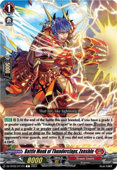 Image for Battle Monk of Thunderclaps, Zenshin (DZ-BT02: Illusionless Strife) (DZ-BT02/071EN) - Cardfight Vanguard