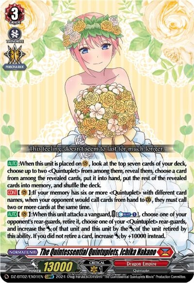 Image for The Quintessential Quintuplets, Ichika Nakano (EXRRR) (DZ-BT02: Illusionless Strife) (DZ-BT02/EX01EN) - Cardfight Vanguard
