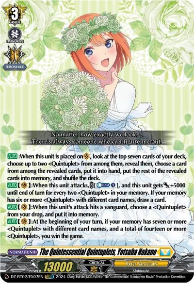 Image for The Quintessential Quintuplets, Yotsuba Nakano (EXRRR) (DZ-BT02: Illusionless Strife) (DZ-BT02/EX07EN) - Cardfight Vanguard