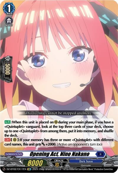 Image for Opening Act, Nino Nakano (EXC) (DZ-BT02: Illusionless Strife) (DZ-BT02/EX17EN) - Cardfight Vanguard