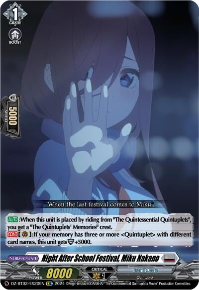 Image for Night After School Festival, Miku Nakano (EXC) (DZ-BT02: Illusionless Strife) (DZ-BT02/EX20EN) - Cardfight Vanguard