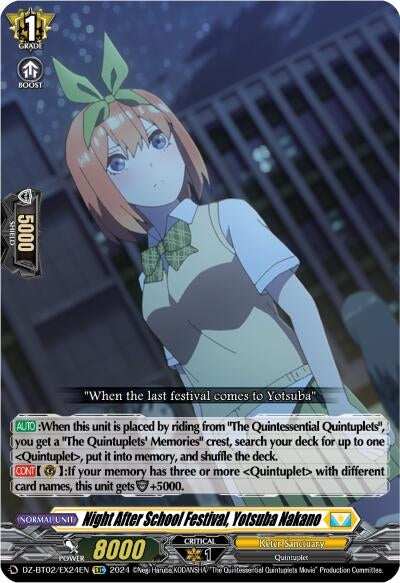 Image for Night After School Festival, Yotsuba Nakano (EXC) (DZ-BT02: Illusionless Strife) (DZ-BT02/EX24EN) - Cardfight Vanguard