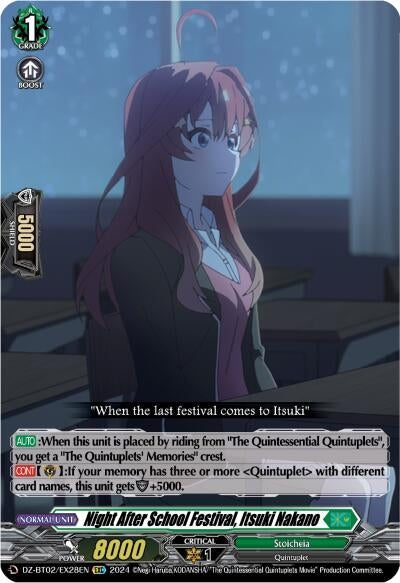 Image for Night After School Festival, Itsuki Nakano (EXC) (DZ-BT02: Illusionless Strife) (DZ-BT02/EX28EN) - Cardfight Vanguard