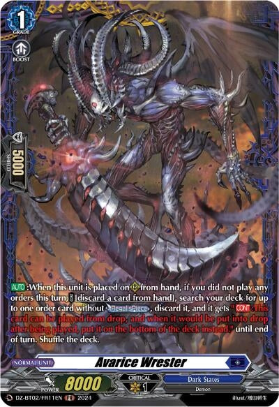 Image for Avarice Wrester (FR) (DZ-BT02: Illusionless Strife) (DZ-BT02/FR11EN) - Cardfight Vanguard