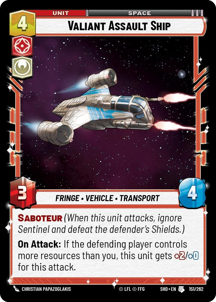 Image for Valiant Assault Ship (Shadows of the Galaxy) (151/262) - Star Wars: Unlimited