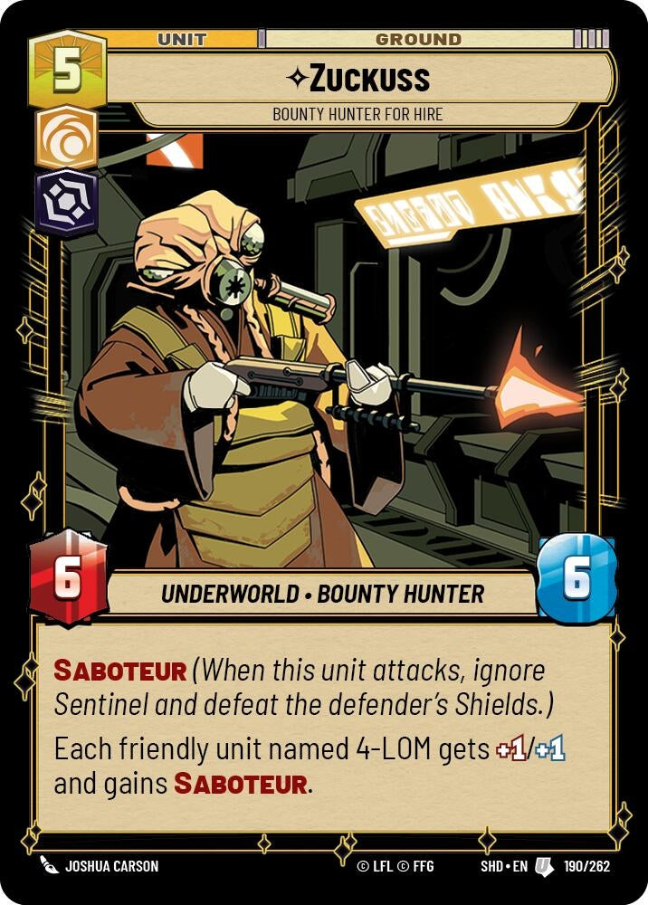 Image for Zuckuss - Bounty Hunter for Hire (Shadows of the Galaxy) (190/262) - Star Wars: Unlimited