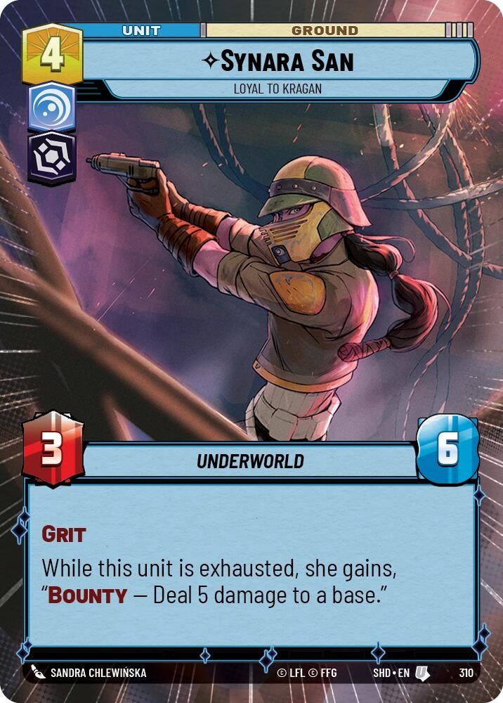 Image for Synara San - Loyal to Kragan (Hyperspace) (Shadows of the Galaxy) (310) - Star Wars: Unlimited