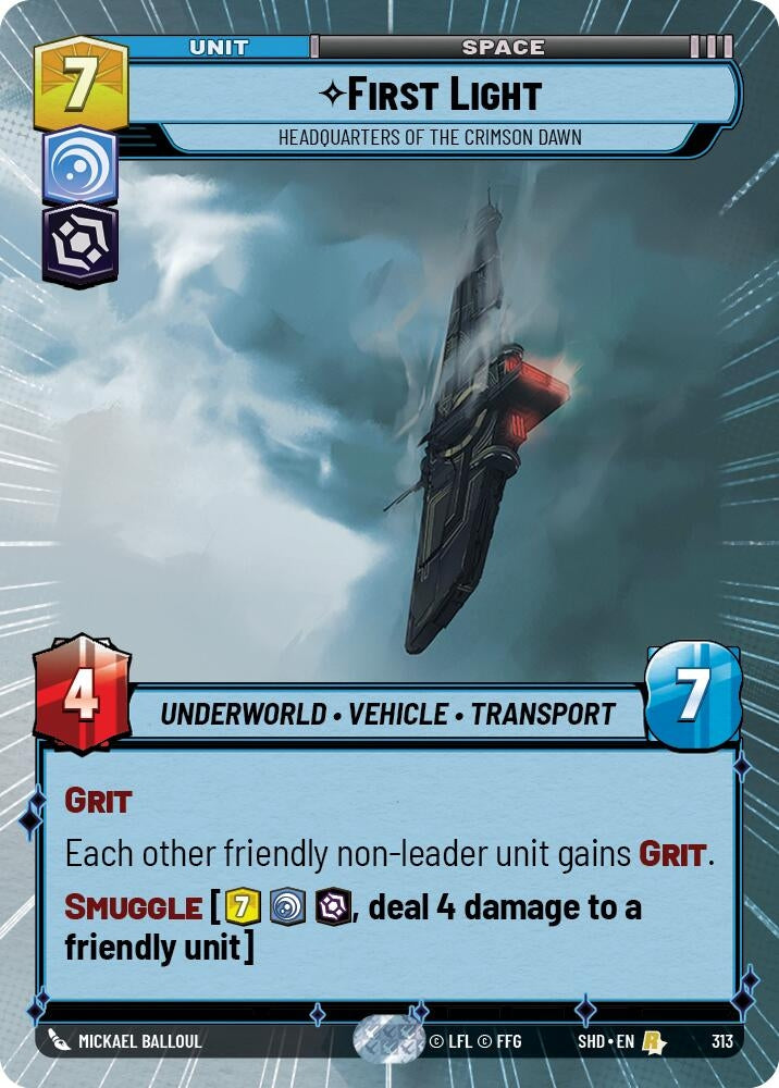 Image for First Light - Headquarters of the Crimson Dawn (Hyperspace) (Shadows of the Galaxy) (313) - Star Wars: Unlimited