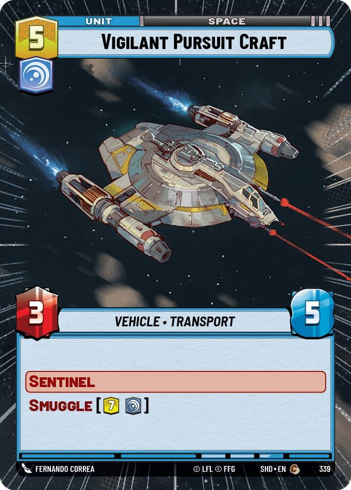 Image for Vigilant Pursuit Craft (Hyperspace) (Shadows of the Galaxy) (339) - Star Wars: Unlimited