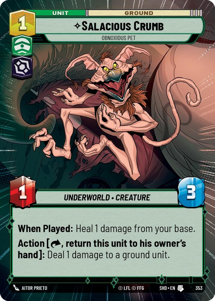 Image for Salacious Crumb - Obnoxious Pet (Hyperspace) (Shadows of the Galaxy) (353) - Star Wars: Unlimited