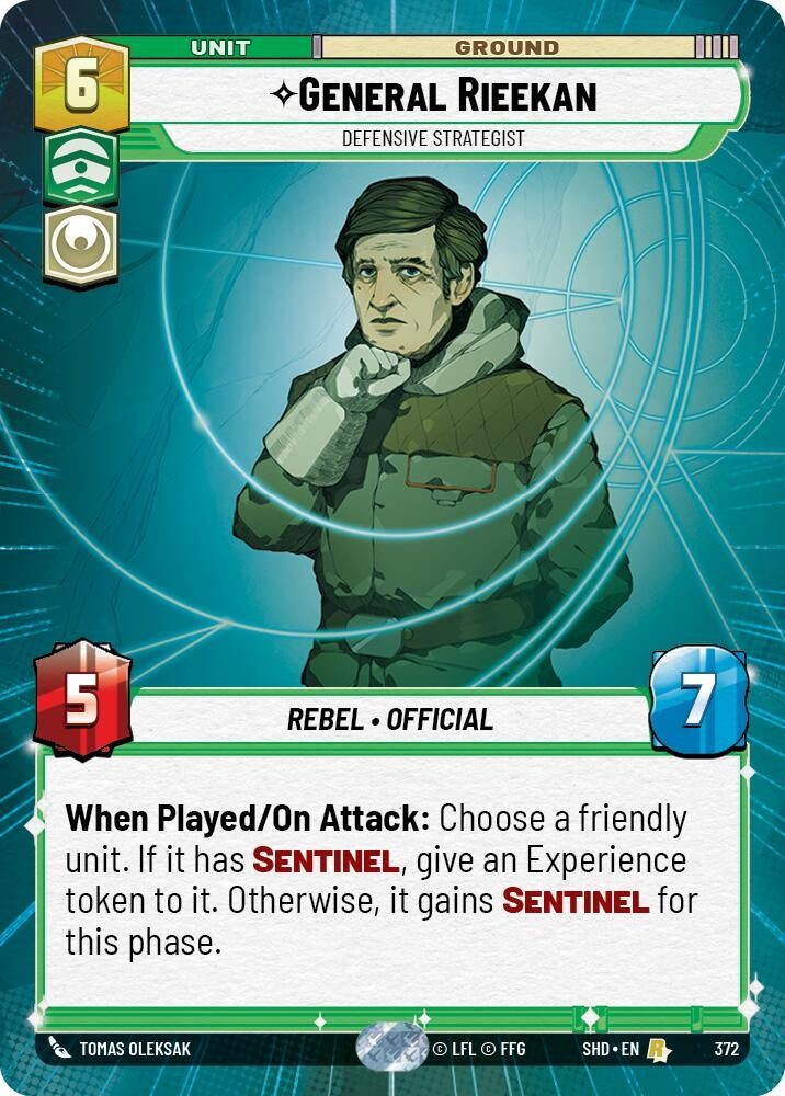 Image for General Rieekan - Defensive Strategist (Hyperspace) (Shadows of the Galaxy) (372) - Star Wars: Unlimited