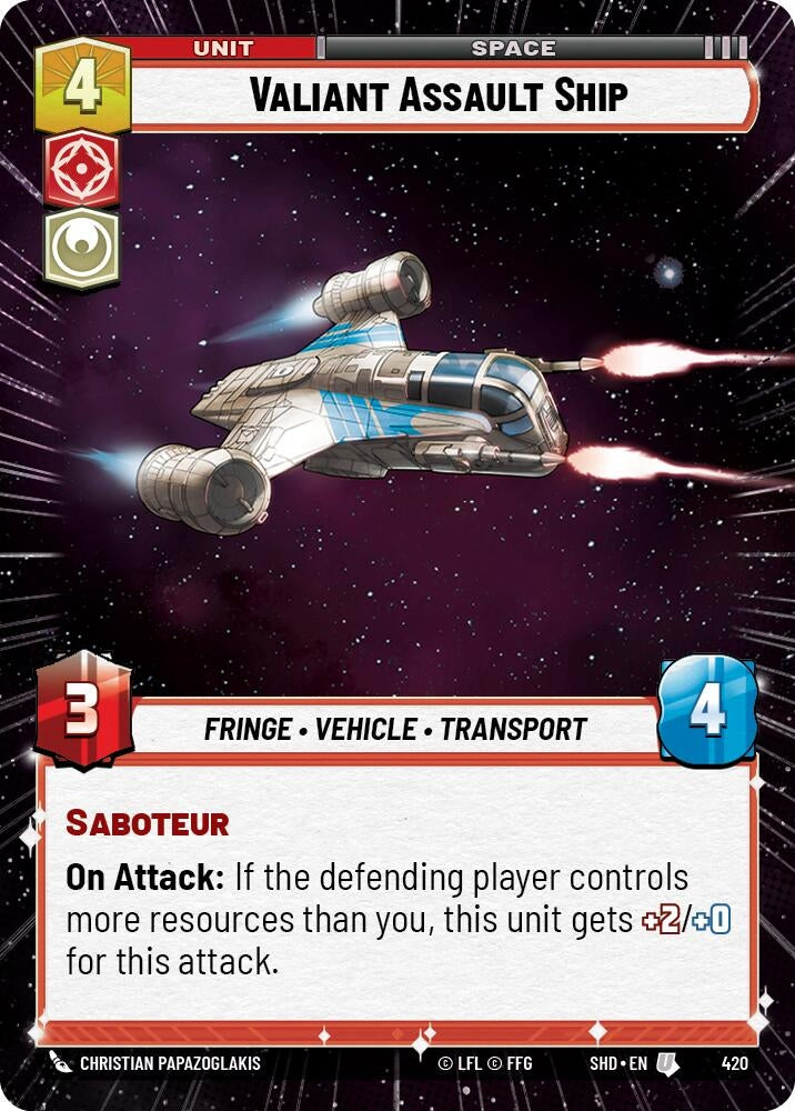 Image for Valiant Assault Ship (Hyperspace) (Shadows of the Galaxy) (420) - Star Wars: Unlimited