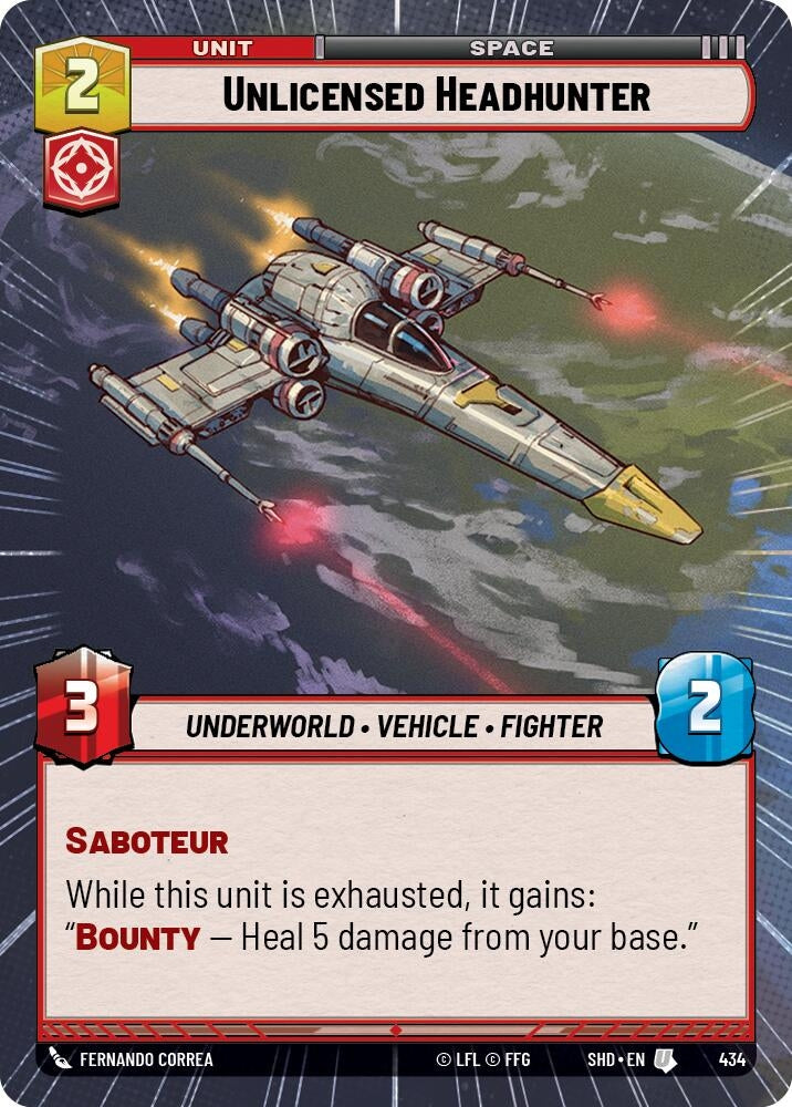Image for Unlicensed Headhunter (Hyperspace) (Shadows of the Galaxy) (434) - Star Wars: Unlimited