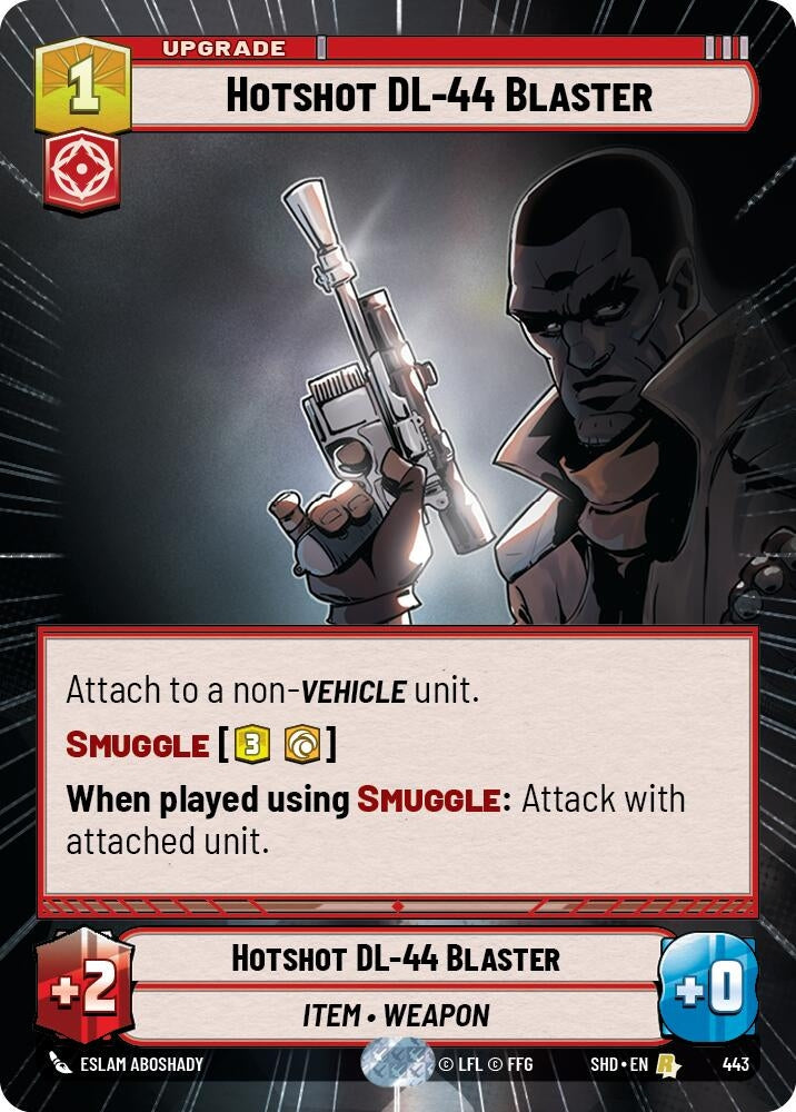 Image for Hotshot DL-44 Blaster (Hyperspace) (Shadows of the Galaxy) (443) - Star Wars: Unlimited