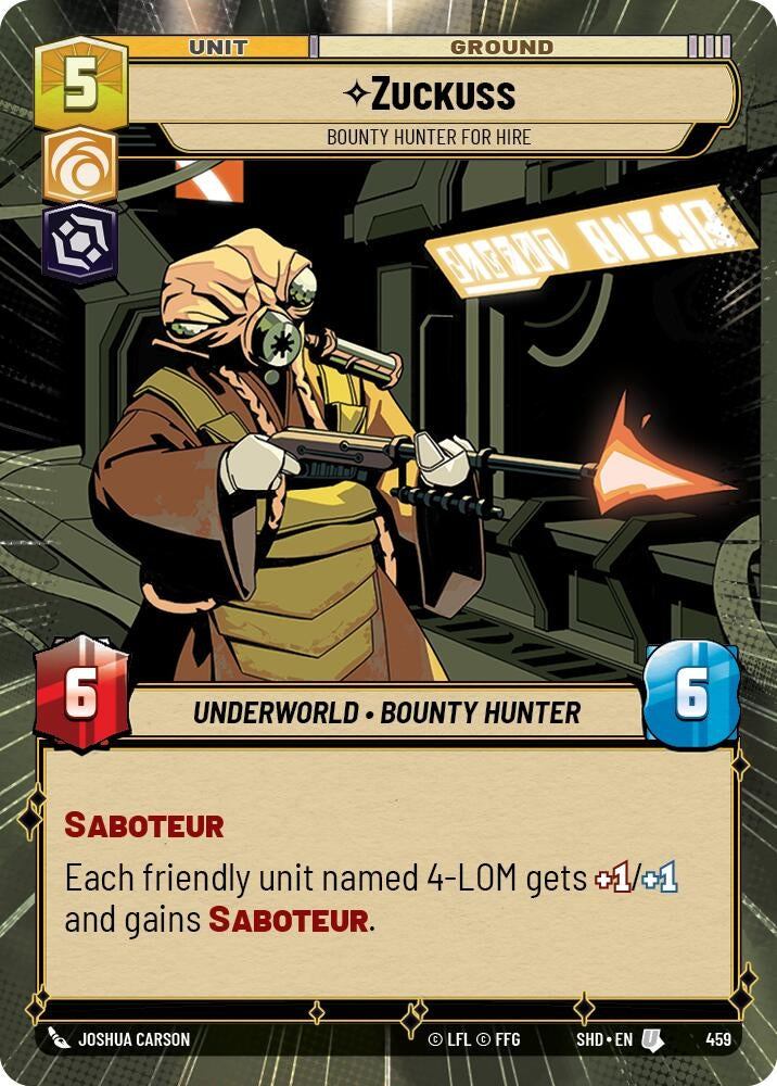 Image for Zuckuss - Bounty Hunter for Hire (Hyperspace) (Shadows of the Galaxy) (459) - Star Wars: Unlimited