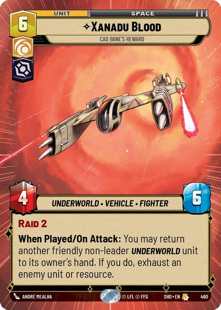Image for Xanadu Blood - Cad Bane's Reward (Hyperspace) (Shadows of the Galaxy) (460) - Star Wars: Unlimited