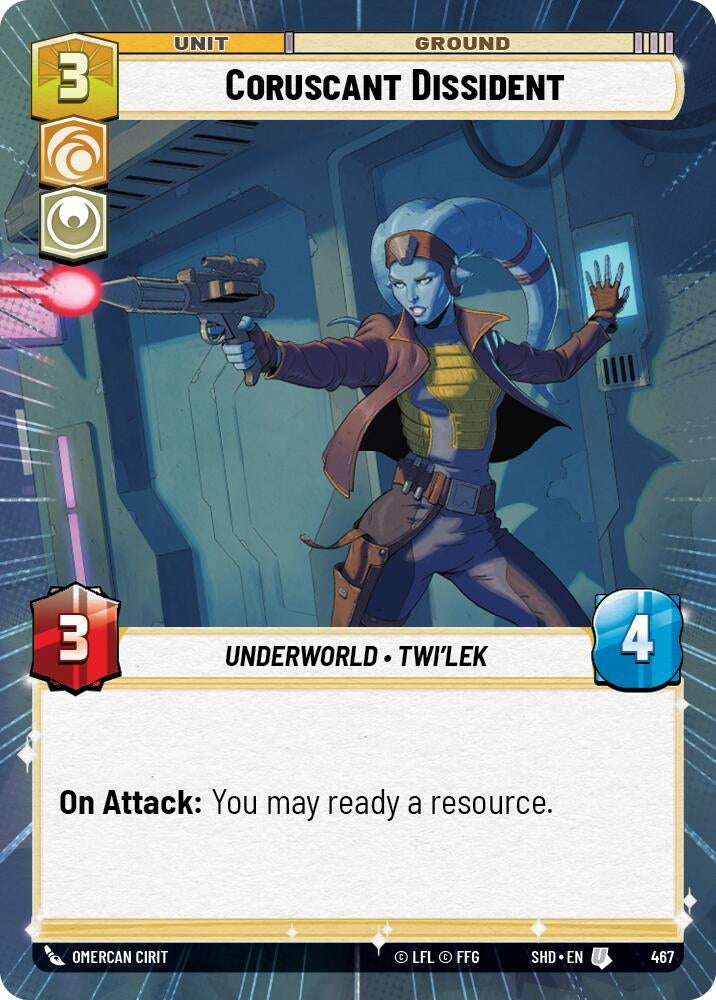 Image for Coruscant Dissident (Hyperspace) (Shadows of the Galaxy) (467) - Star Wars: Unlimited
