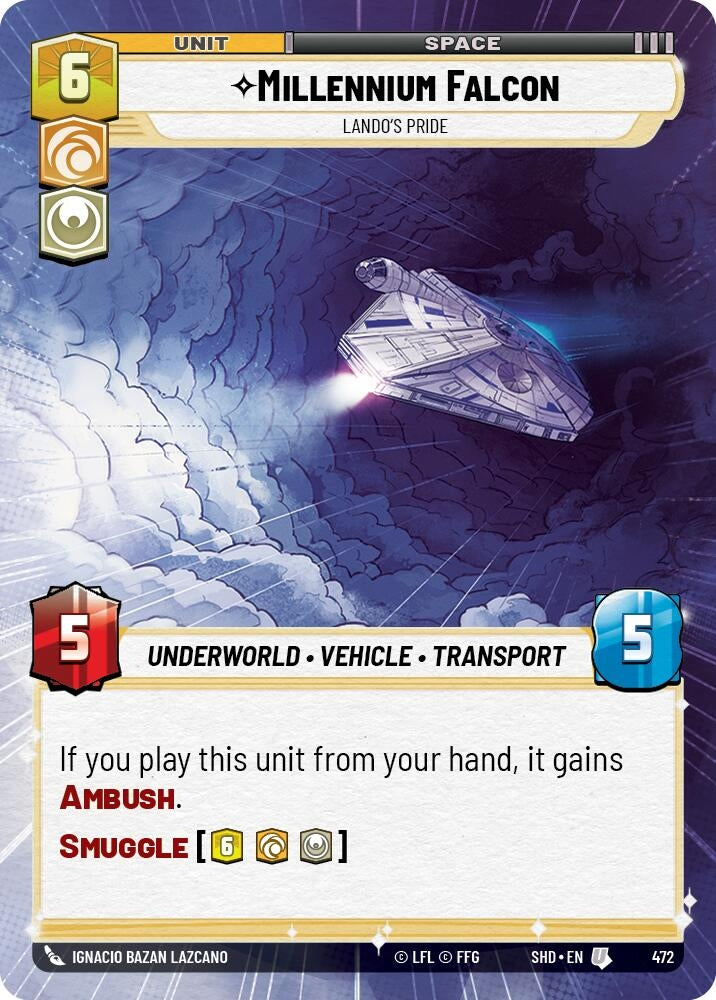 Image for Millennium Falcon - Lando's Pride (Hyperspace) (Shadows of the Galaxy) (472) - Star Wars: Unlimited