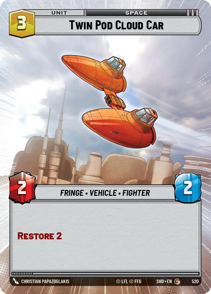 Image for Twin Pod Cloud Car (Hyperspace) (Shadows of the Galaxy) (520) - Star Wars: Unlimited