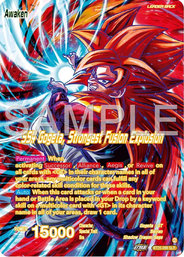 Image for SS4 Son Goku & SS4 Vegeta // SS4 Gogeta, Strongest Fusion Explosion (SLR) (Legend of the Dragon Balls) (BT25-098) - Dragon Ball Super: Masters