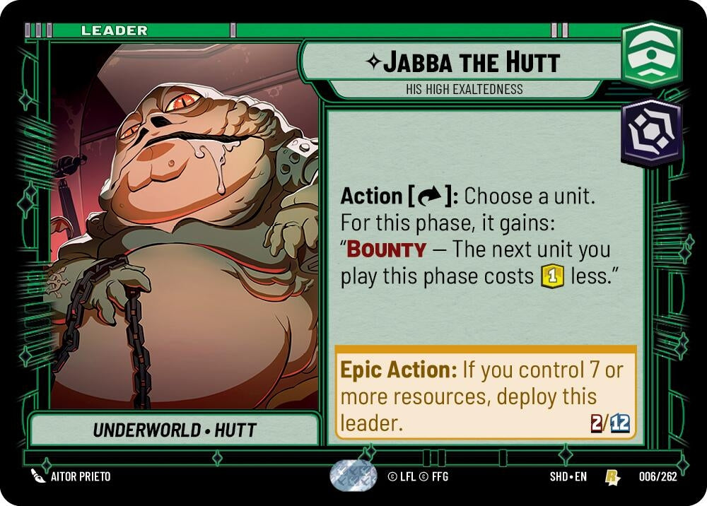 Image for Jabba the Hutt - His High Exaltedness (Shadows of the Galaxy) (006/262) - Star Wars: Unlimited