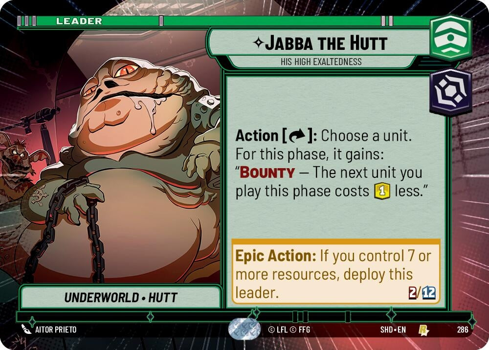 Image for Jabba the Hutt - His High Exaltedness (Hyperspace) (Shadows of the Galaxy) (286) - Star Wars: Unlimited