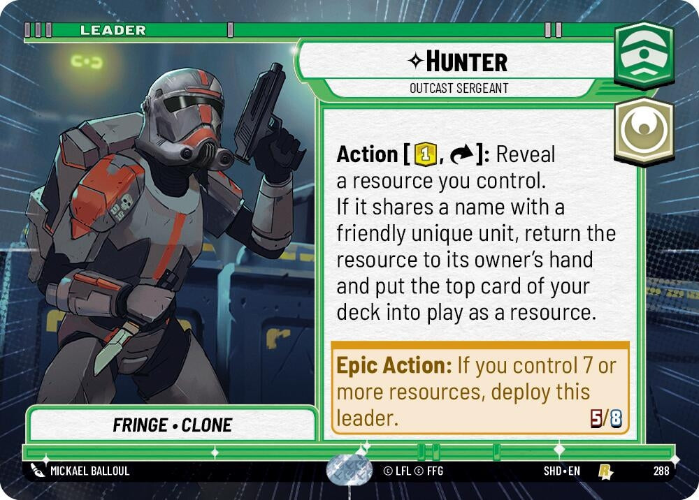 Image for Hunter - Outcast Sergeant (Hyperspace) (Shadows of the Galaxy) (288) - Star Wars: Unlimited