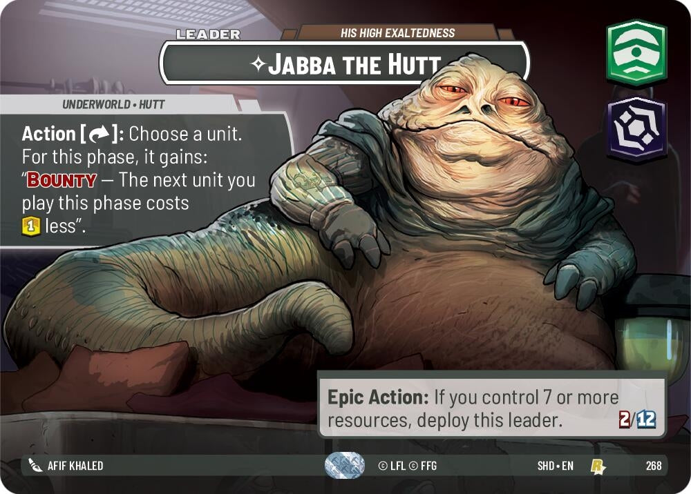 Image for Jabba the Hutt - His High Exaltedness (Showcase) (Shadows of the Galaxy) (268) - Star Wars: Unlimited