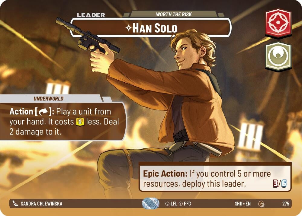 Image for Han Solo - Worth the Risk (Showcase) (Shadows of the Galaxy) (275) - Star Wars: Unlimited