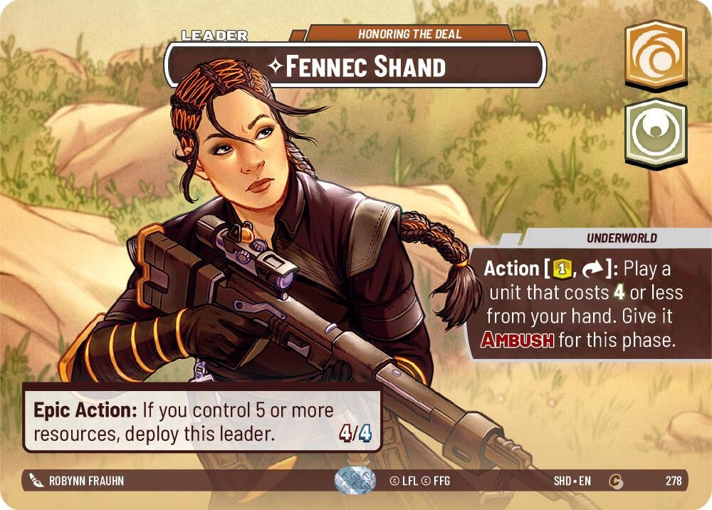 Image for Fennec Shand - Honoring the Deal (Showcase) (Shadows of the Galaxy) (278) - Star Wars: Unlimited