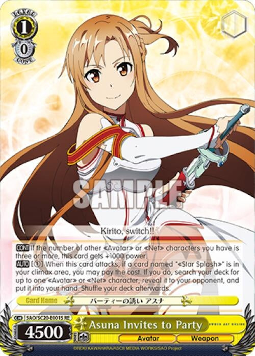 Image for Asuna Invites to Party (SR) (Sword Art Online Chronicle Set) (SAO/SC20-E001S RE) - Weiss Schwarz
