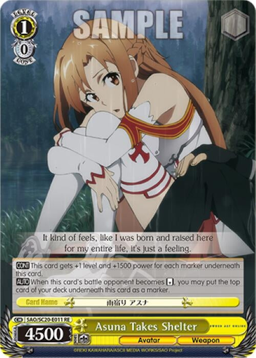 Image for Asuna Takes Shelter (Sword Art Online Chronicle Set) (SAO/SC20-E011 RE) - Weiss Schwarz