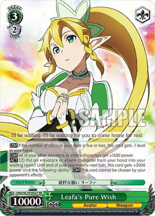 Image for Leafa's Pure Wish (Sword Art Online Chronicle Set) (SAO/S20-E027 RE) - Weiss Schwarz