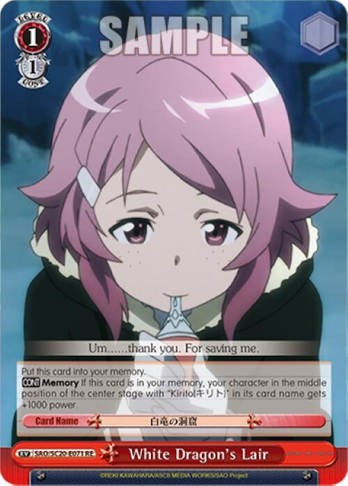 Image for White Dragon's Lair (Sword Art Online Chronicle Set) (SAO/S20-E071 RE) - Weiss Schwarz