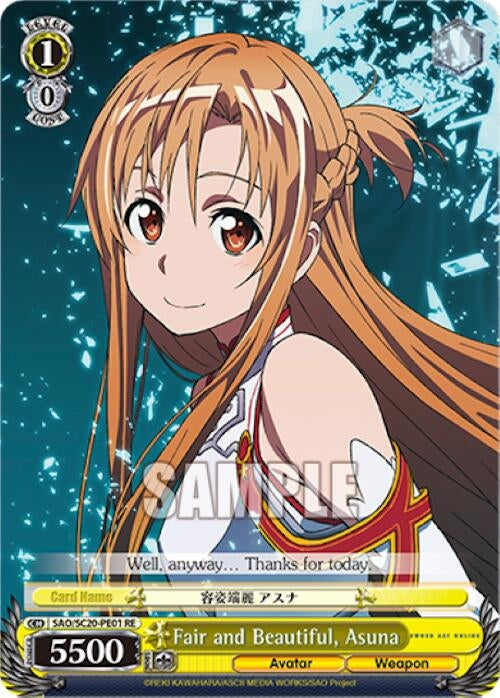Image for Fair and Beautiful, Asuna (Sword Art Online Chronicle Set) (SAO/SC20-PE01 RE) - Weiss Schwarz