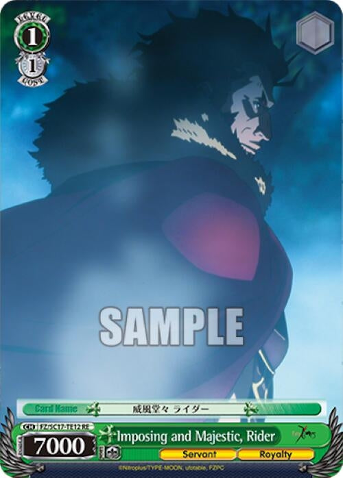 Image for Imposing and Majestic, Rider (TD) (Fate/Zero Chronicle Set) (FZ/SC17-TE12 RE) - Weiss Schwarz