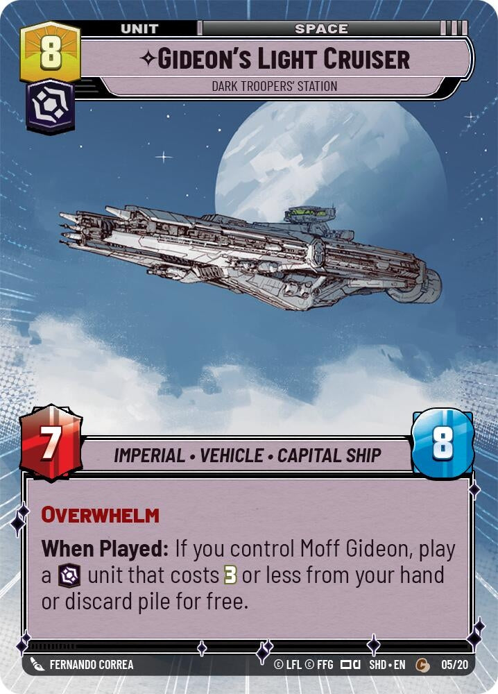 Image for Gideon's Light Cruiser - Dark Troopers' Station (Hyperspace) (Shadows of the Galaxy: Weekly Play Promos) (05/20) - Star Wars: Unlimited