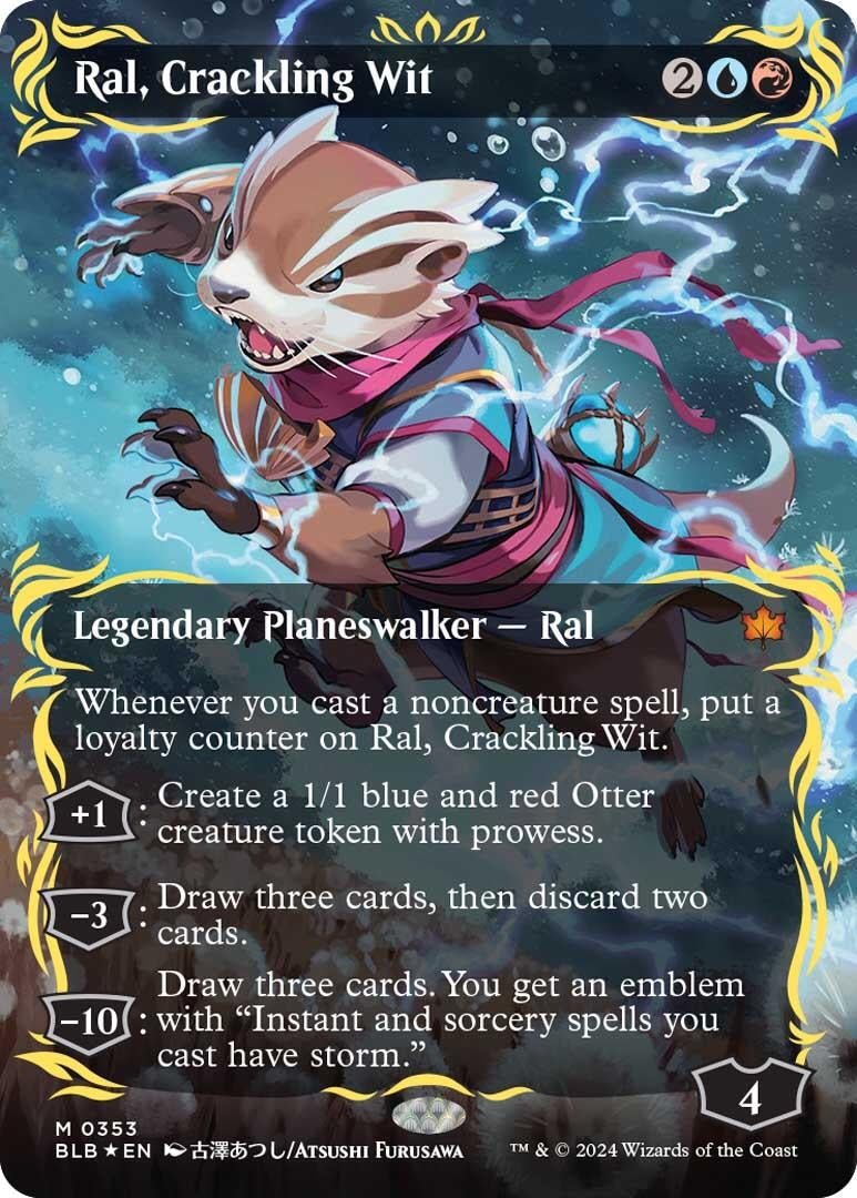 Image for Ral, Crackling Wit (Borderless) (Raised Foil) (Bloomburrow) (353) - Magic: The Gathering