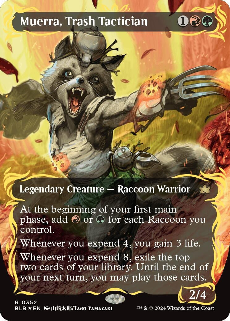 Image for Muerra, Trash Tactician (Borderless) (Raised Foil) (Bloomburrow) (352) - Magic: The Gathering