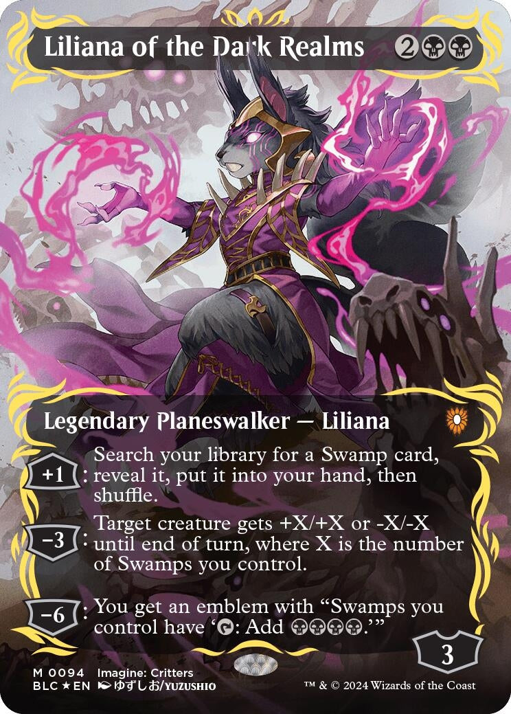 Image for Liliana of the Dark Realms (Borderless) (Raised Foil) (Commander: Bloomburrow) (94) - Magic: The Gathering