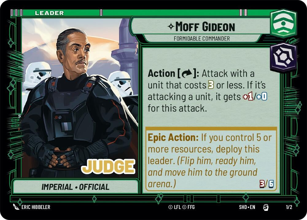 Image for Moff Gideon - Formidable Commander (Judge Promos) (1/2) - Star Wars: Unlimited