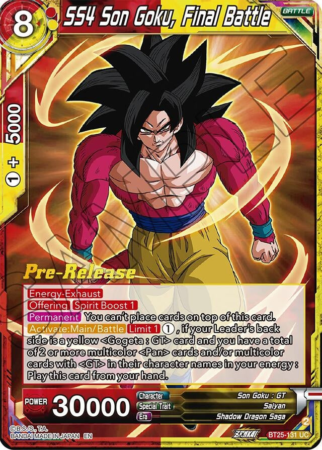 Image for SS4 Son Goku, Final Battle (Legend of the Dragon Balls Pre-Release Cards) (BT25-131) - Dragon Ball Super: Masters