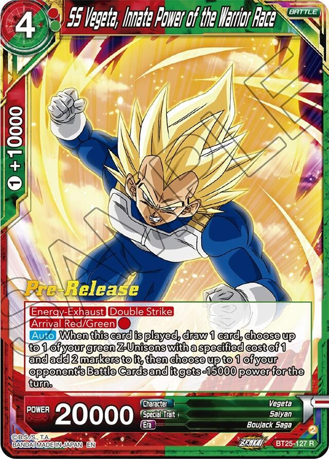 Image for SS Vegeta, Innate Power of the Warrior Race (Legend of the Dragon Balls Pre-Release Cards) (BT25-127) - Dragon Ball Super: Masters