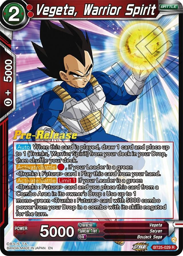 Image for Vegeta, Warrior Spirit (Legend of the Dragon Balls Pre-Release Cards) (BT25-029) - Dragon Ball Super: Masters