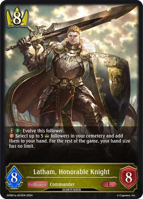 Image for Latham, Honorable Knight (GFB01: Guide to Glory) (GFB01a-003EN) - Shadowverse: Evolve