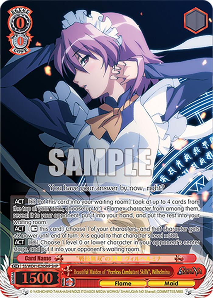 Image for Beautiful Maiden of "Peerless Combatant Skills", Wilhelmina (SHP) (Shakugan no Shana Premium Booster) (SS/WE41-E26SHP SHP) - Weiss Schwarz