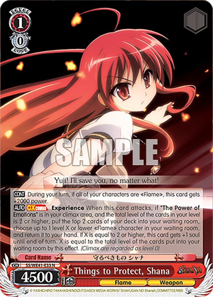 Image for Things to Protect, Shana (Shakugan no Shana Premium Booster) (SS/WE41-E33 N) - Weiss Schwarz